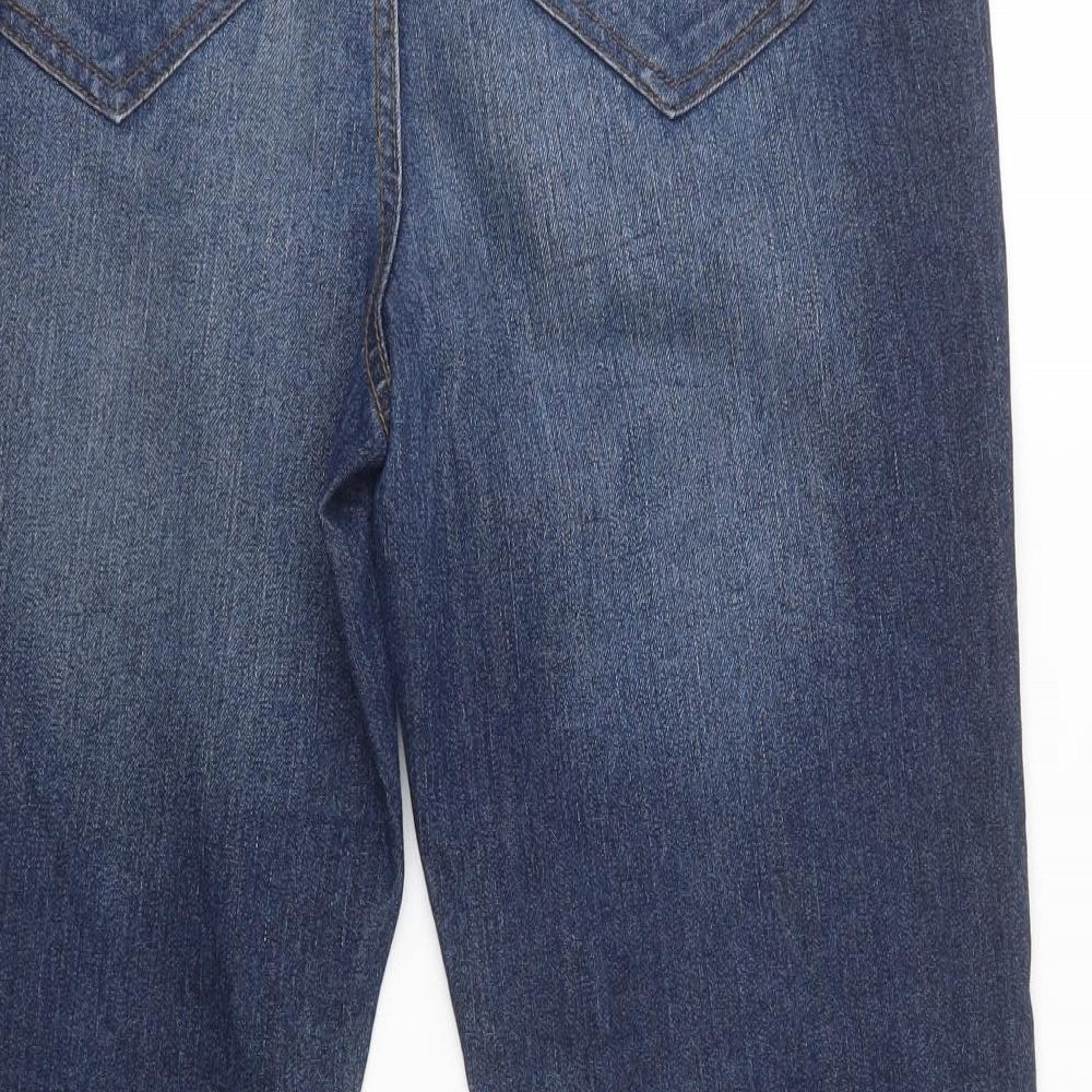 C&A Mens Blue  Cotton Straight Jeans Size 34 L29 in Regular Button
