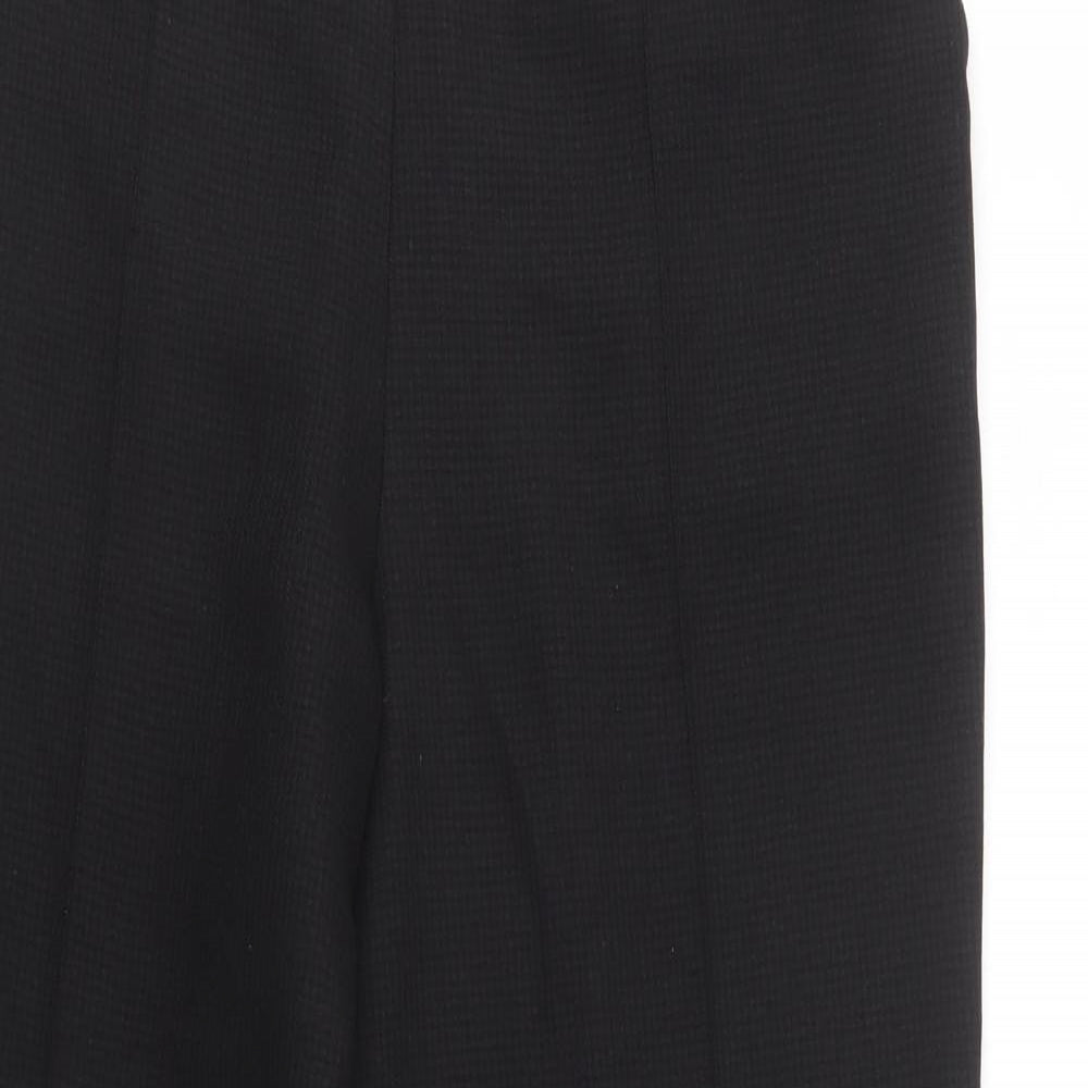 M&S Womens Black Houndstooth Polyester Trousers  Size 16 L30 in Regular