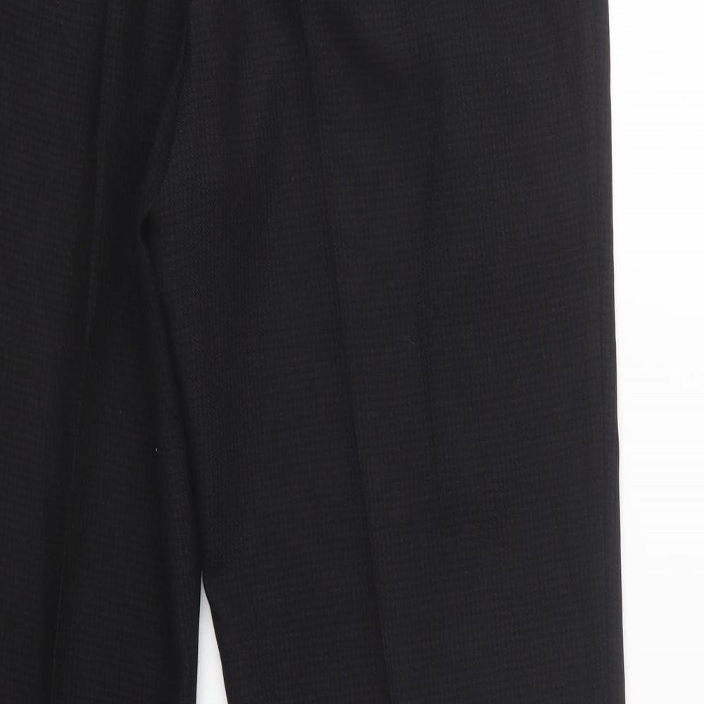M&S Womens Black Houndstooth Polyester Trousers  Size 16 L30 in Regular