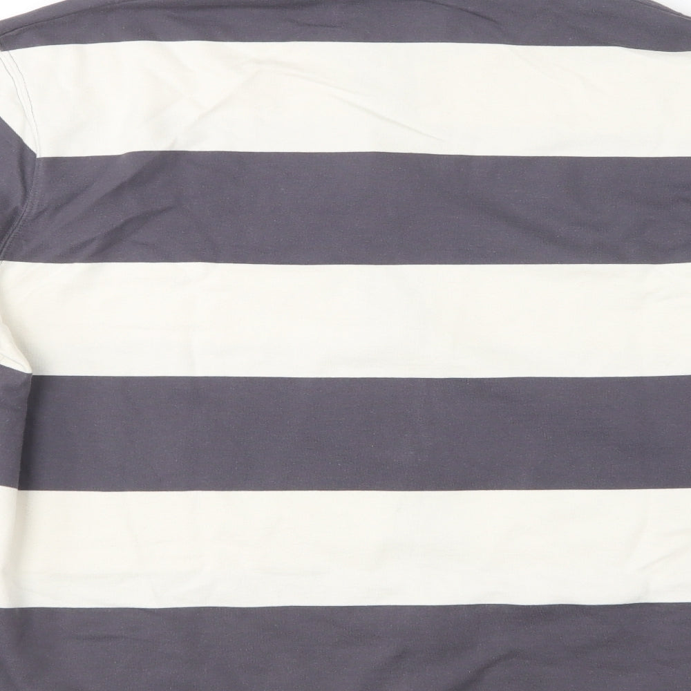 M&S Mens Grey Striped Cotton Full Zip Sweatshirt Size S