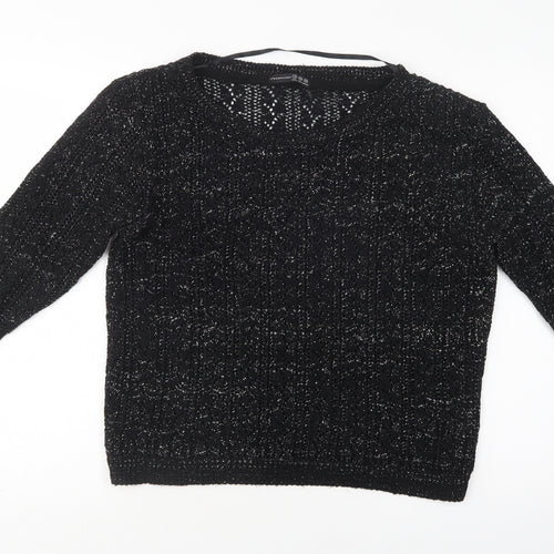 Primark Womens Black Round Neck  Acrylic Pullover Jumper Size 12