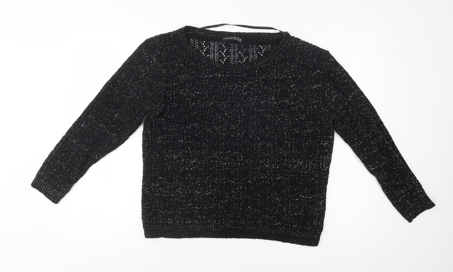 Primark Womens Black Round Neck  Acrylic Pullover Jumper Size 12