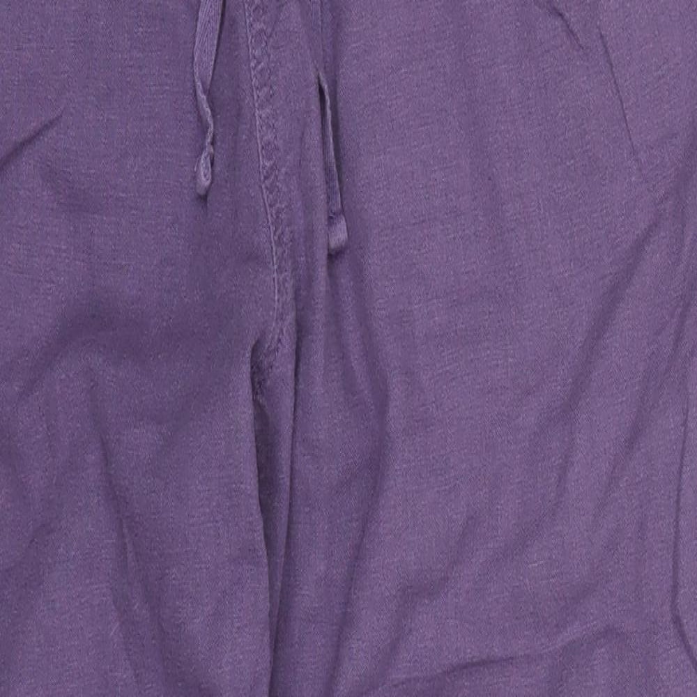 Marks and Spencer Womens Purple  Linen Trousers  Size 12 L25 in Regular Drawstring