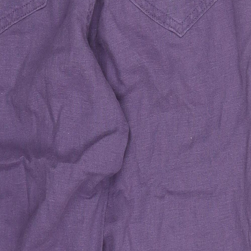 Marks and Spencer Womens Purple  Linen Trousers  Size 12 L25 in Regular Drawstring