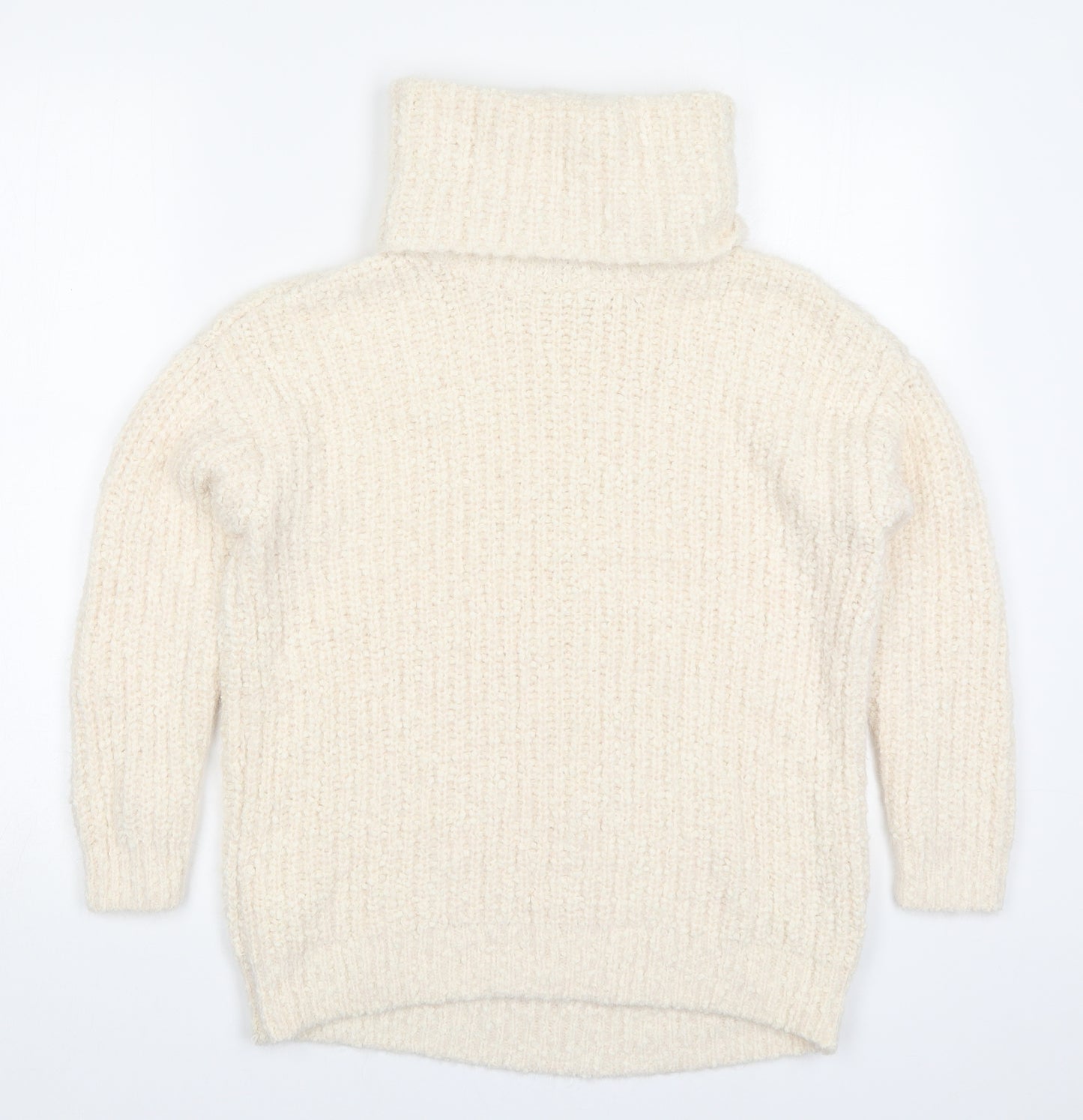 Marks and Spencer Womens Beige Roll Neck  Acrylic Pullover Jumper Size S