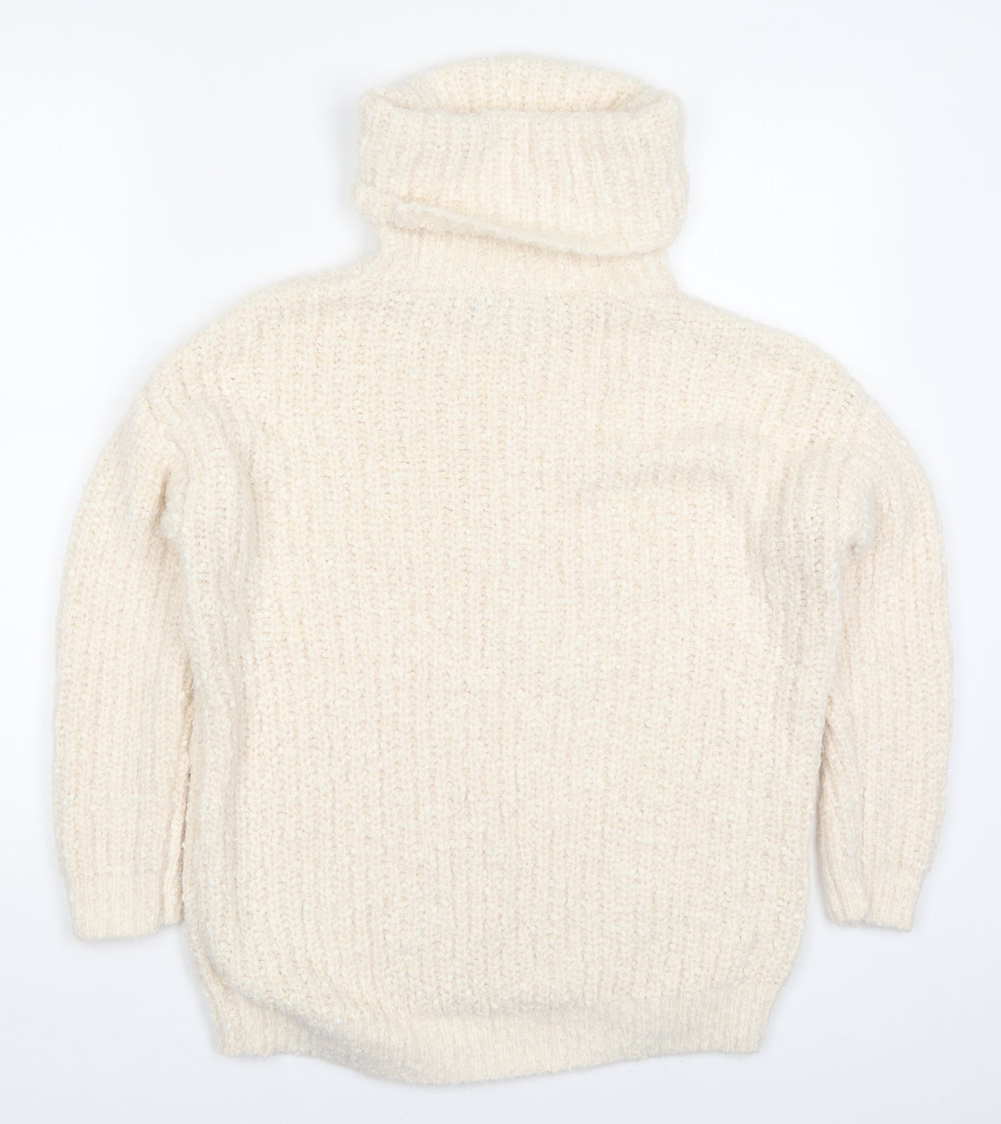Marks and Spencer Womens Beige Roll Neck  Acrylic Pullover Jumper Size S