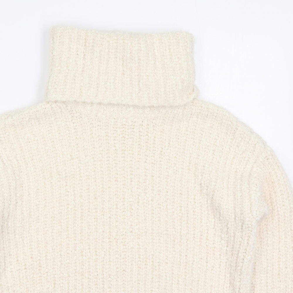 Marks and Spencer Womens Beige Roll Neck  Acrylic Pullover Jumper Size S
