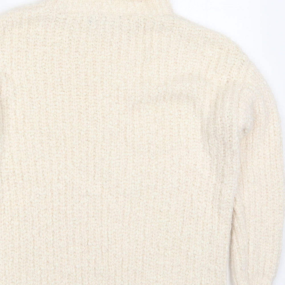 Marks and Spencer Womens Beige Roll Neck  Acrylic Pullover Jumper Size S
