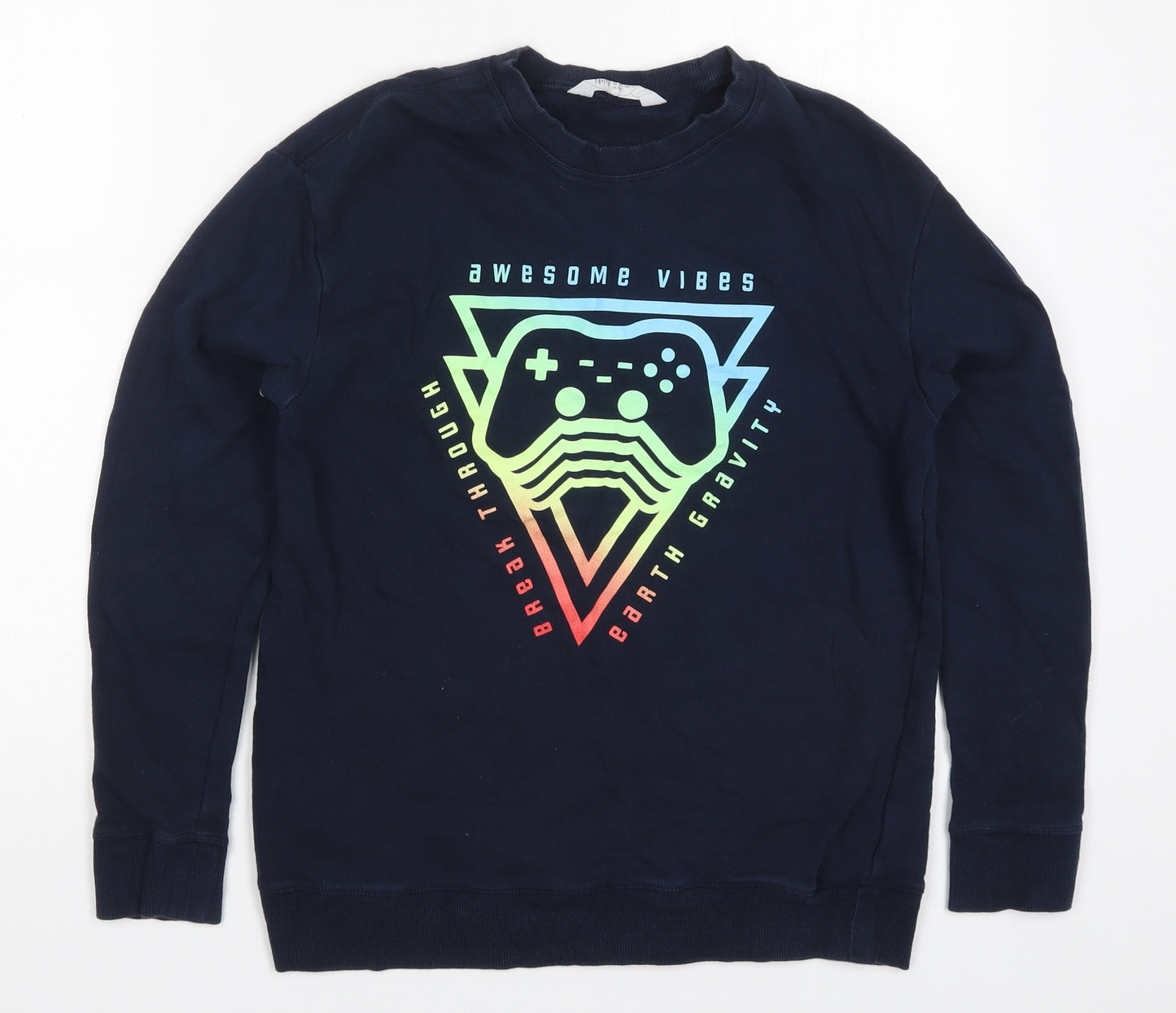H&M Boys Blue  Cotton Pullover Sweatshirt Size 12-13 Years  Pullover - Awesome Vibes Gaming