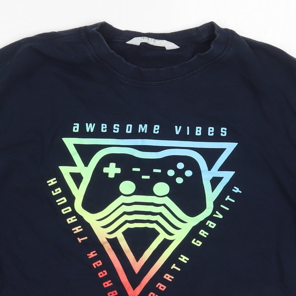 H&M Boys Blue  Cotton Pullover Sweatshirt Size 12-13 Years  Pullover - Awesome Vibes Gaming