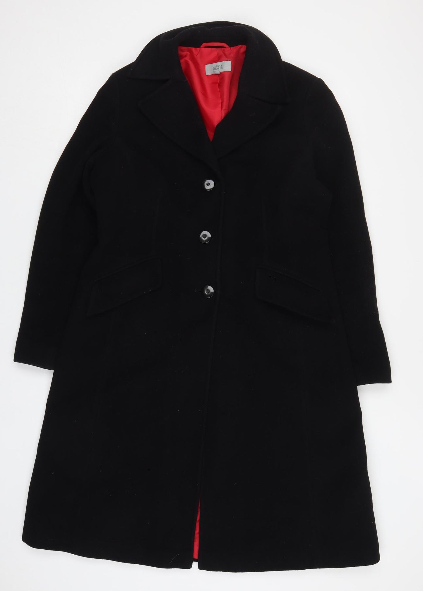Marks and Spencer Womens Black   Pea Coat Coat Size 14  Button