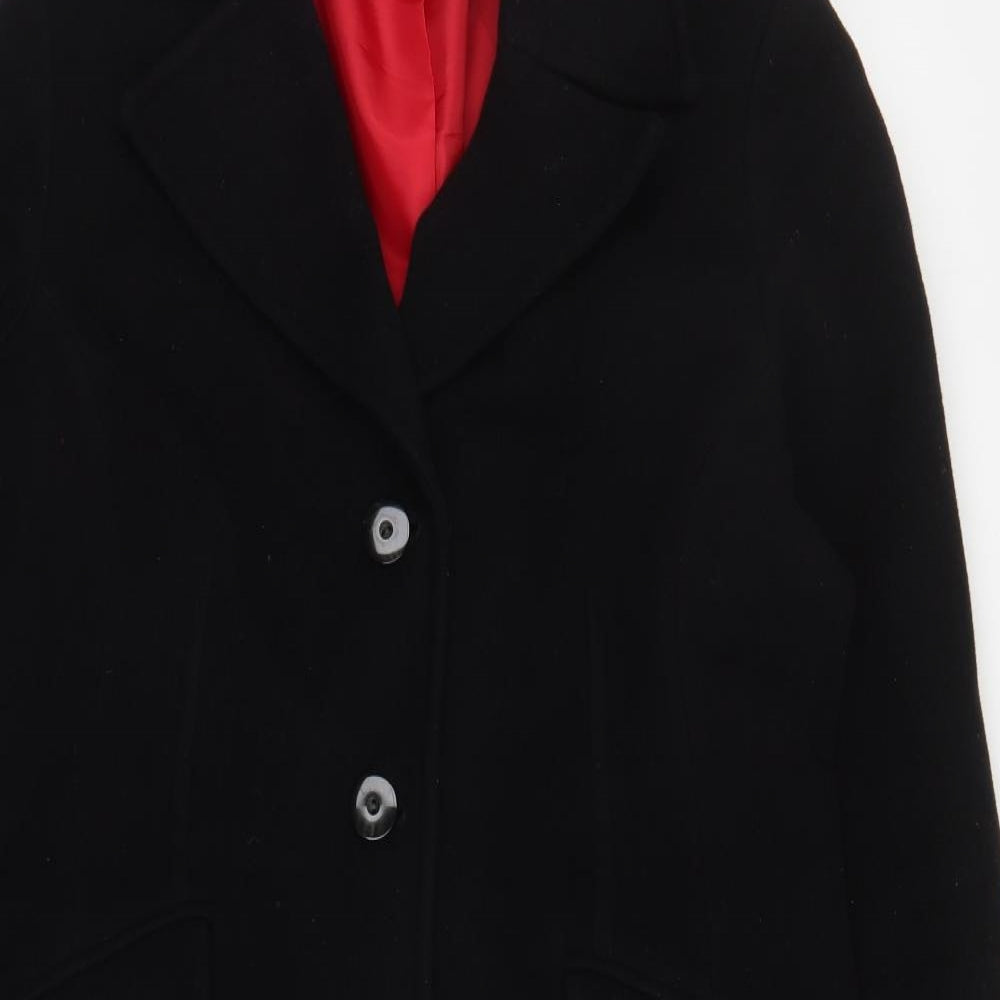Marks and Spencer Womens Black   Pea Coat Coat Size 14  Button