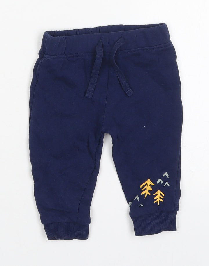 M&Co Baby Blue  Cotton Sweatpants Trousers Size 3-6 Months  Drawstring