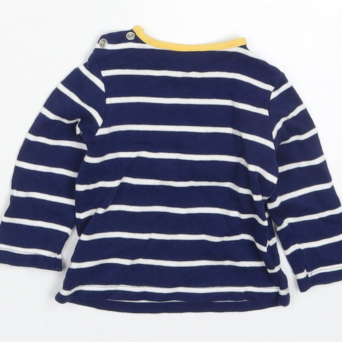 M&Co Baby Blue Striped Cotton Basic T-Shirt Size 3-6 Months Round Neck Pullover - Into The Wild