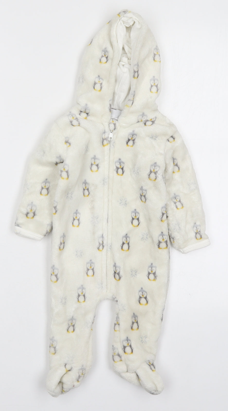 Baby Mack Baby White Solid Cotton Cami One Piece Size 3-6 Months  Zip - Penguis