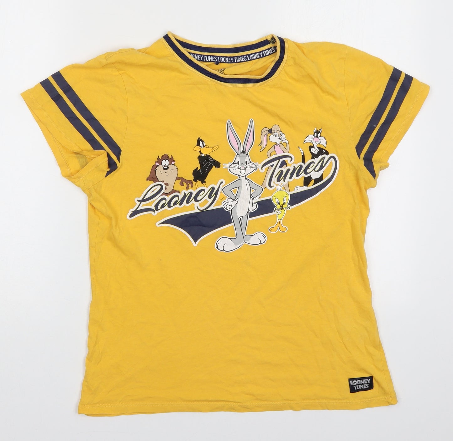 Primark Womens Yellow Solid Cotton Top Pyjama Top Size 10   - Looney Tunes