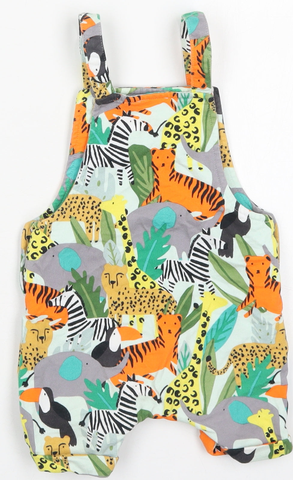NEXT Baby Multicoloured Geometric Cotton Dungaree One-Piece Size 9-12 Months  Button - Animals