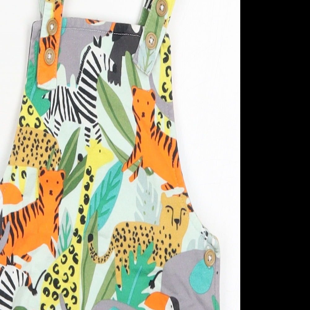 NEXT Baby Multicoloured Geometric Cotton Dungaree One-Piece Size 9-12 Months  Button - Animals