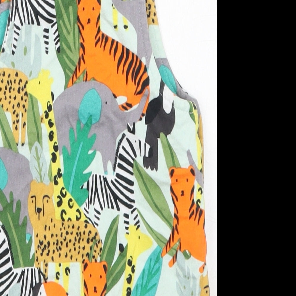 NEXT Baby Multicoloured Geometric Cotton Dungaree One-Piece Size 9-12 Months  Button - Animals