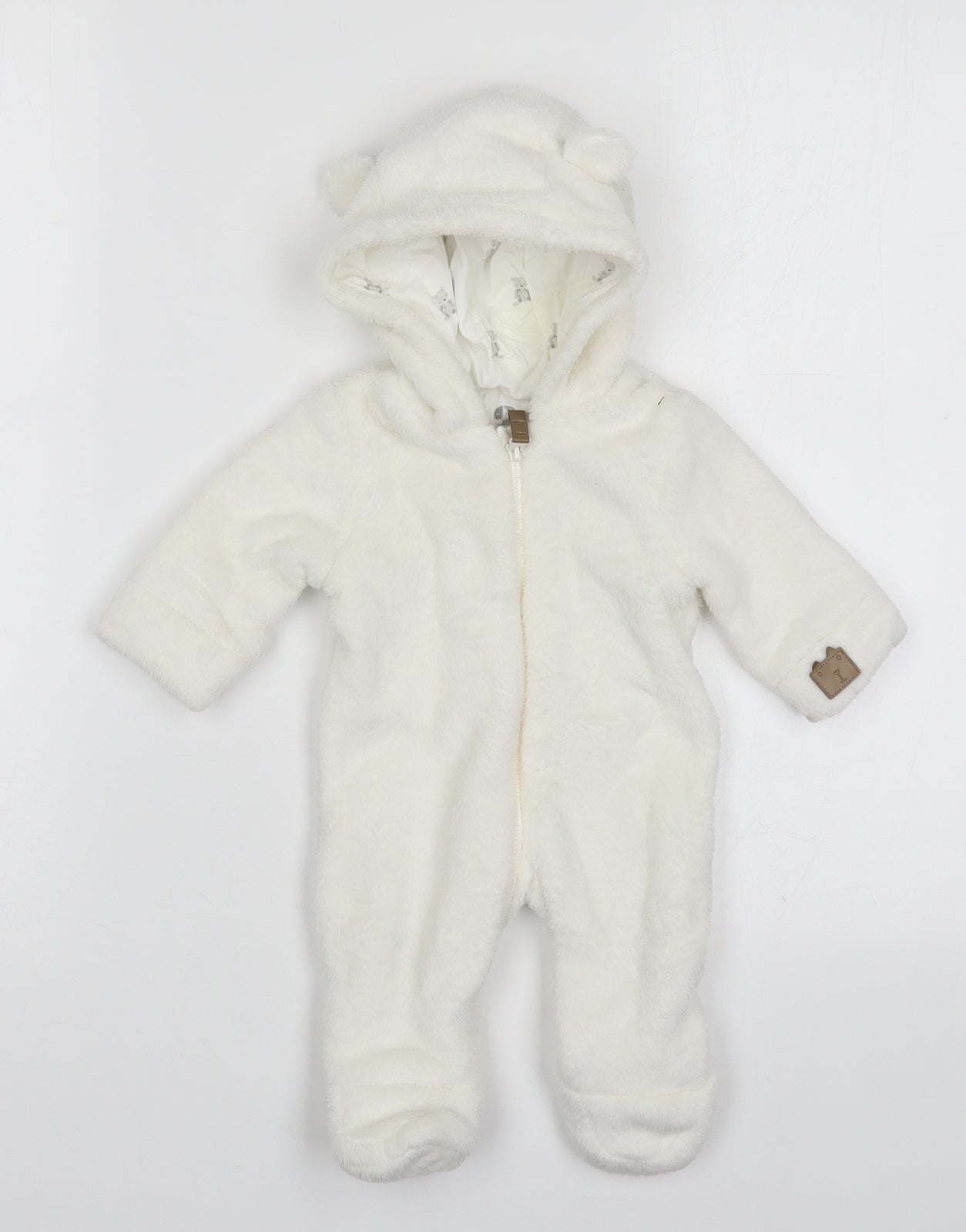 Fred & Flo Baby White Solid Polyester Cami One Piece Size Newborn  Zip