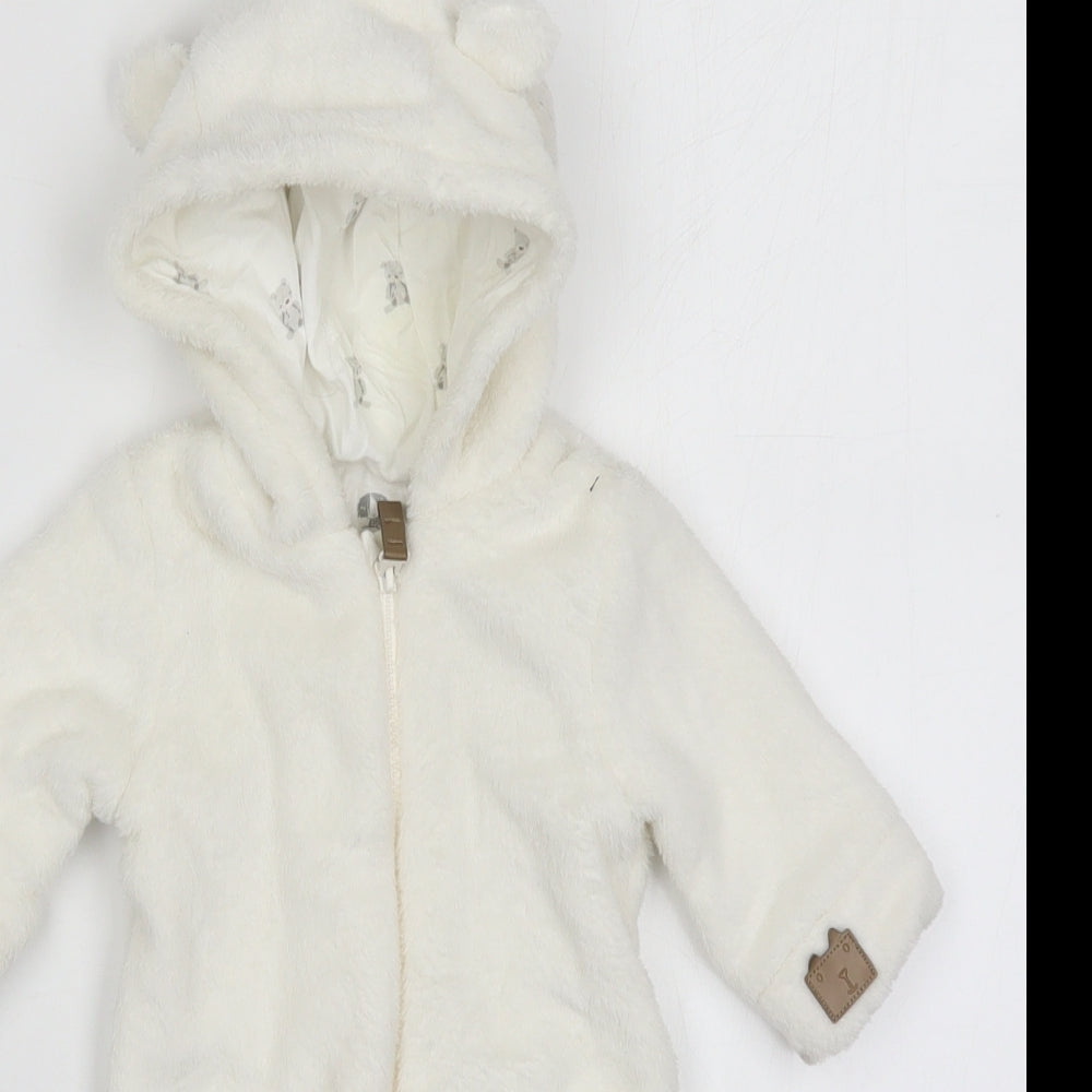 Fred & Flo Baby White Solid Polyester Cami One Piece Size Newborn  Zip
