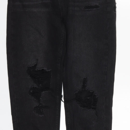 SheIn Womens Black  Cotton Mom Jeans Size S L26.5 in Regular Button