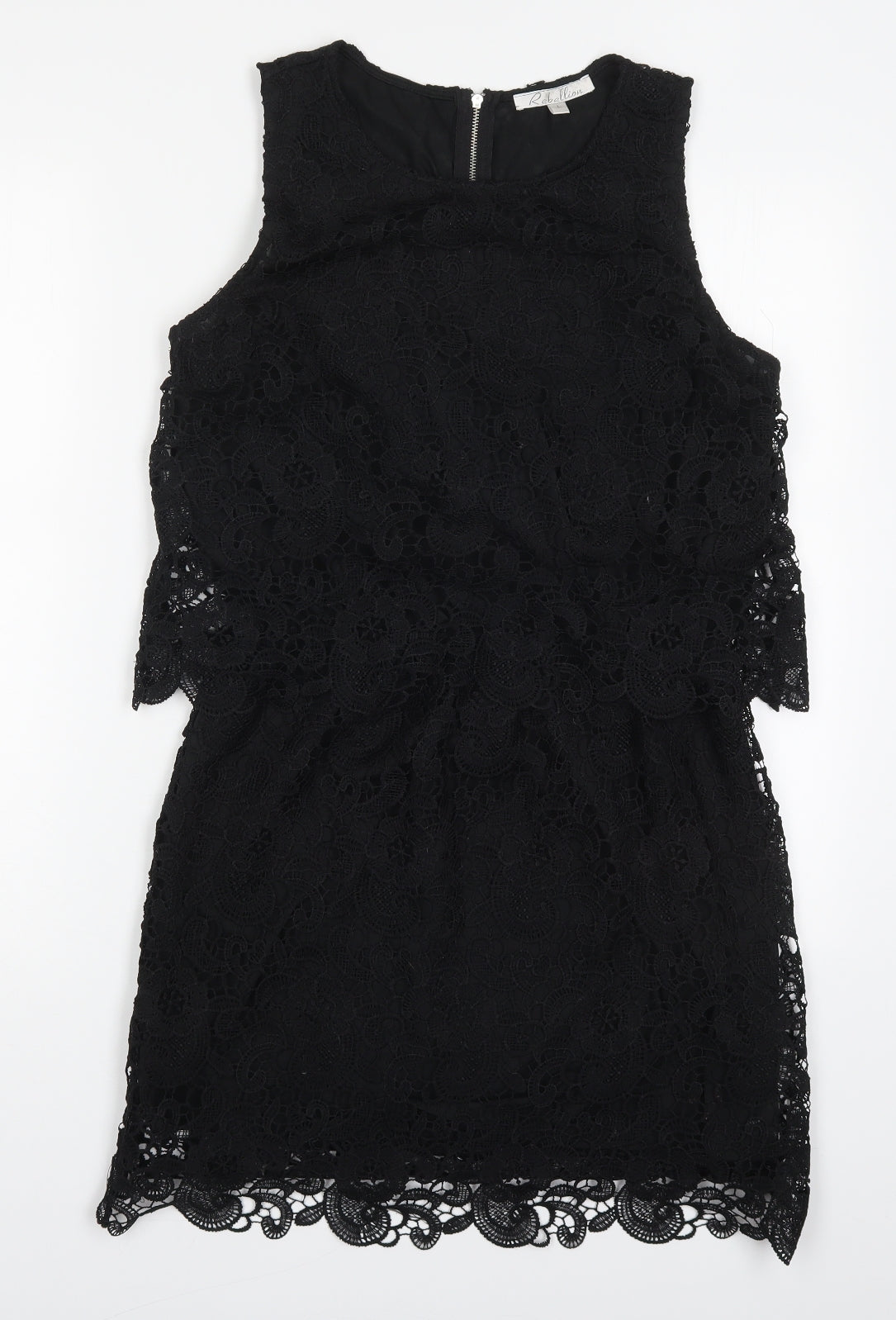 Rebellion Womens Black  Polyester Mini  Size L  Round Neck Zip