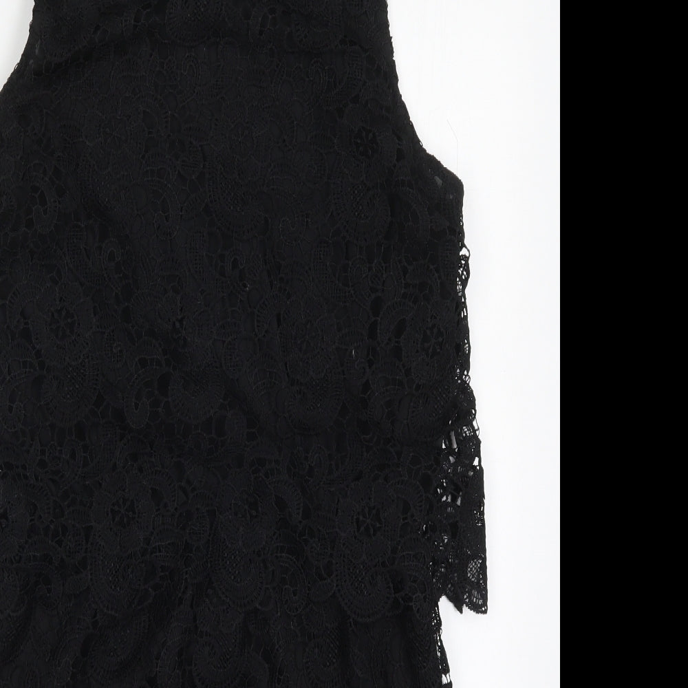 Rebellion Womens Black  Polyester Mini  Size L  Round Neck Zip