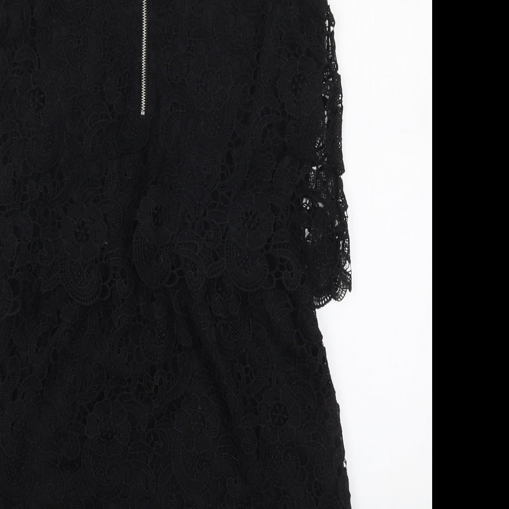 Rebellion Womens Black  Polyester Mini  Size L  Round Neck Zip