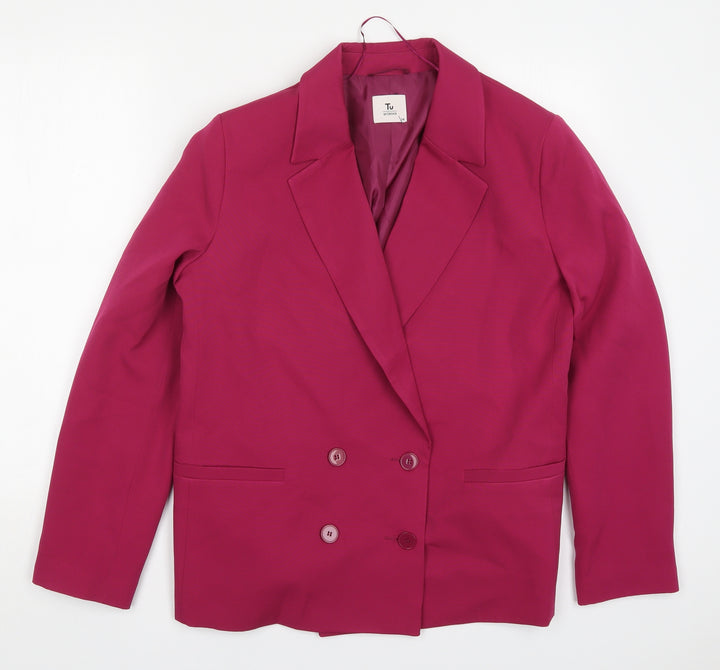 TU Womens Pink Polyester Jacket Suit Jacket Size 14