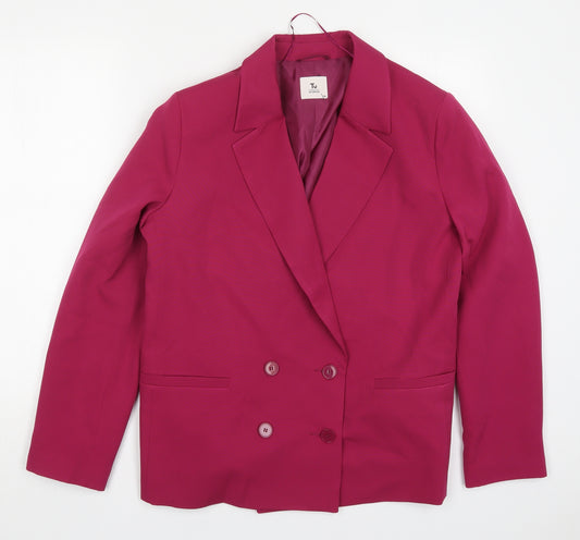Front view of TU women’s pink polyester jacket suit jacket, size UK 14