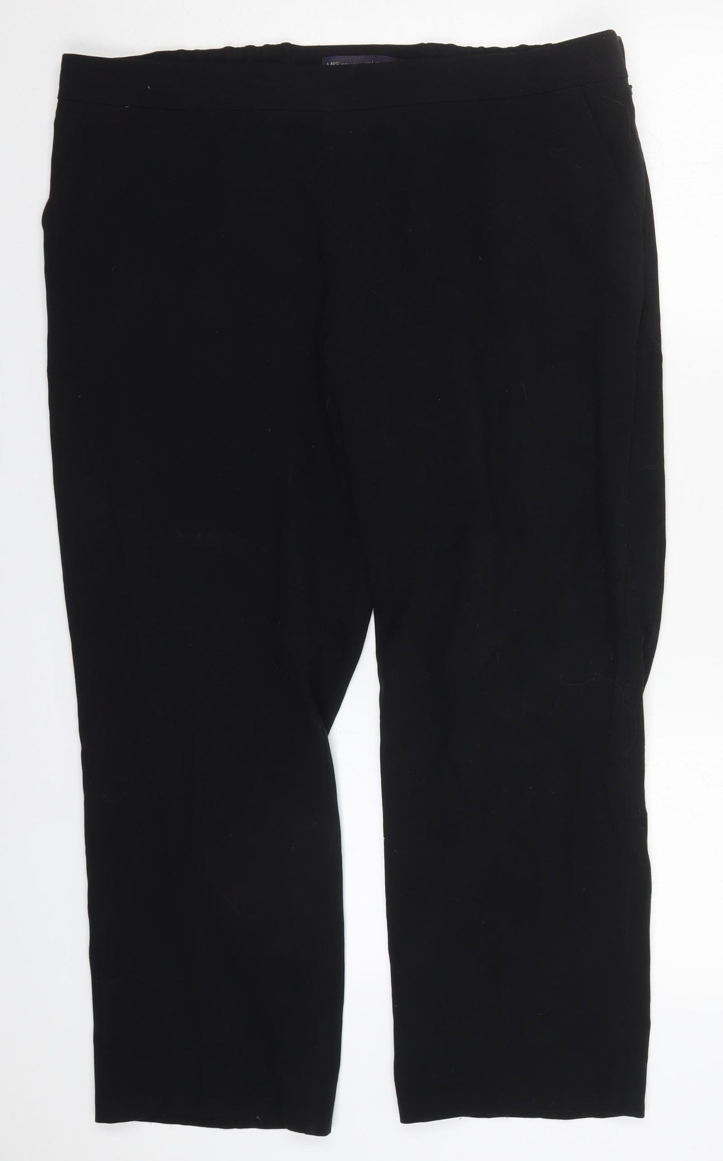 Marks and Spencer Womens Black  Polyester Trousers  Size 18 L26 in Regular Zip