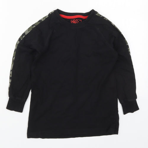 Matalan Boys Black Camouflage Cotton Basic T-Shirt Size 7 Years Crew Neck Pullover