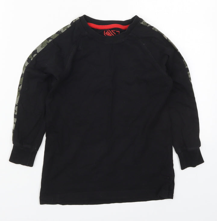 Matalan Boys Black Camouflage Cotton Basic T-Shirt Size 7 Years Crew Neck Pullover