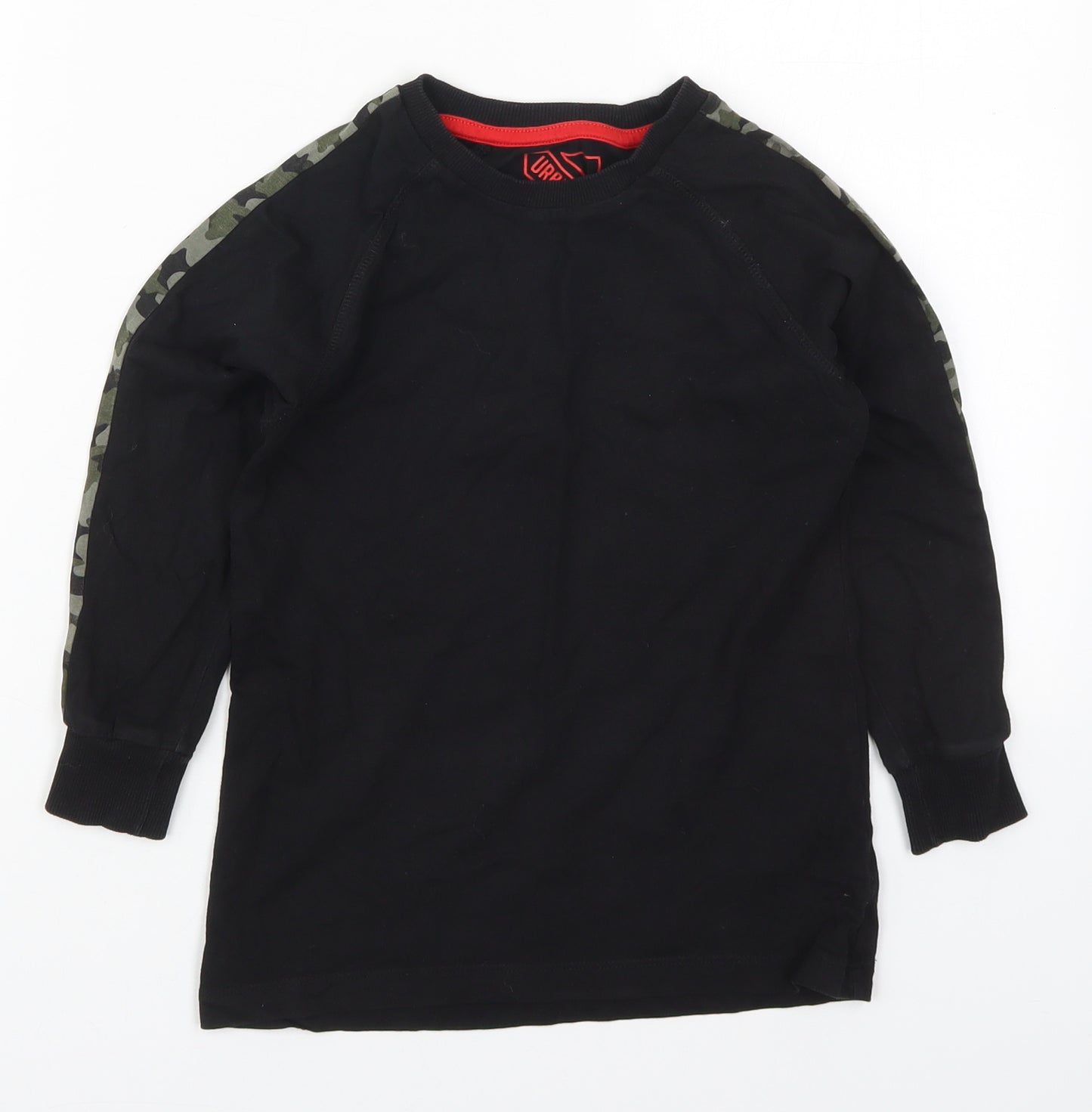 Matalan Boys Black Camouflage Cotton Basic T-Shirt Size 7 Years Crew Neck Pullover