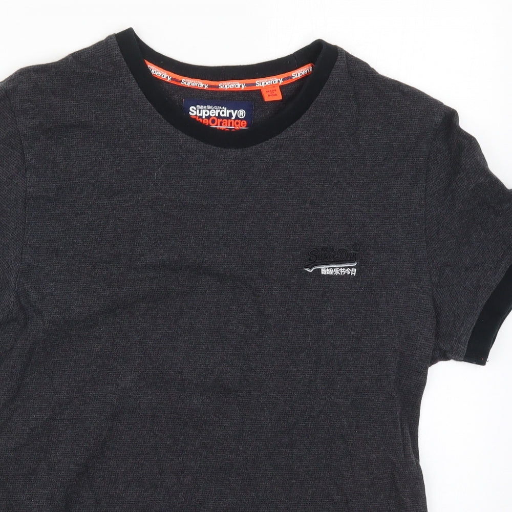 Superdry Mens Grey  Cotton  T-Shirt Size L Crew Neck