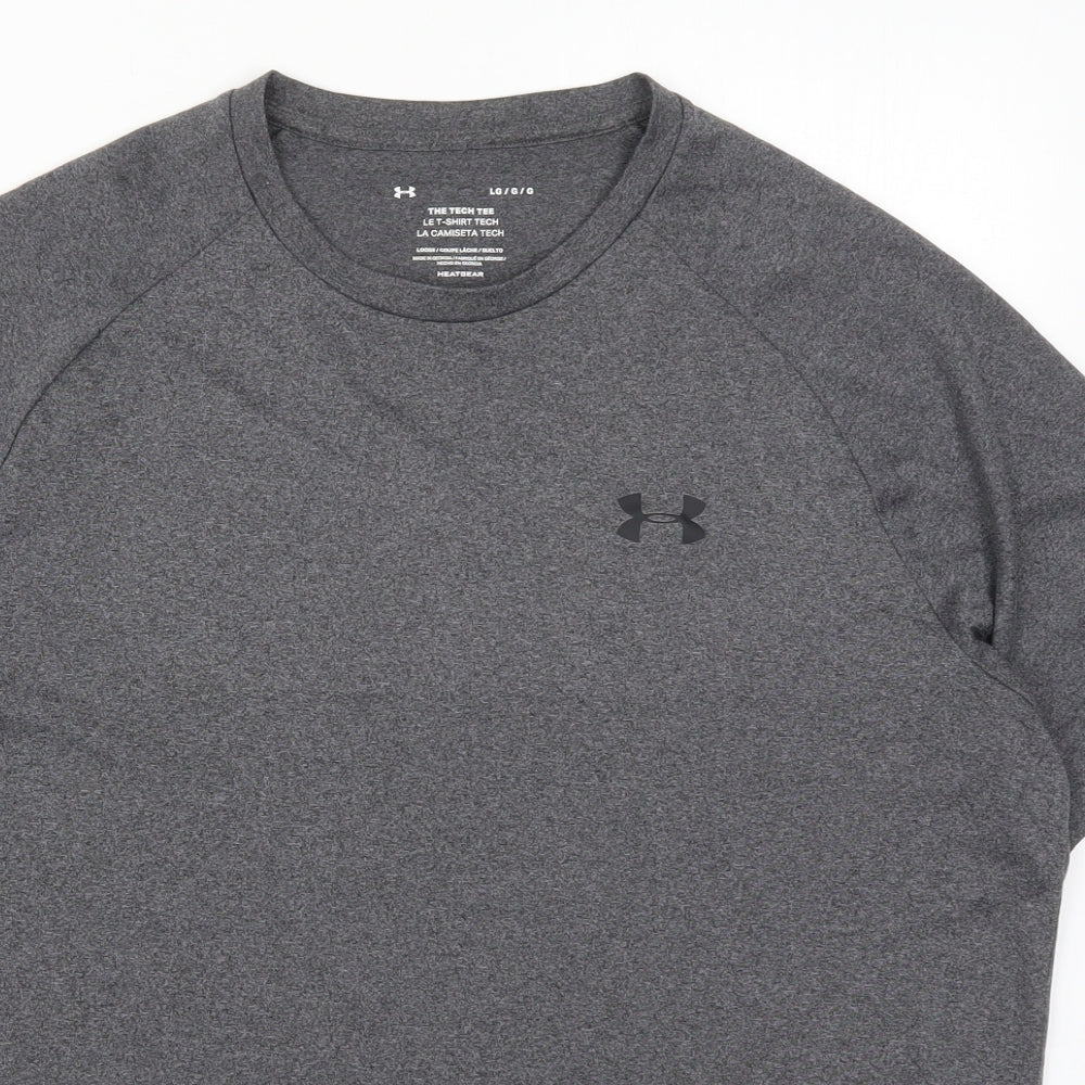 Under armour Mens Grey  Polyester  T-Shirt Size L Round Neck