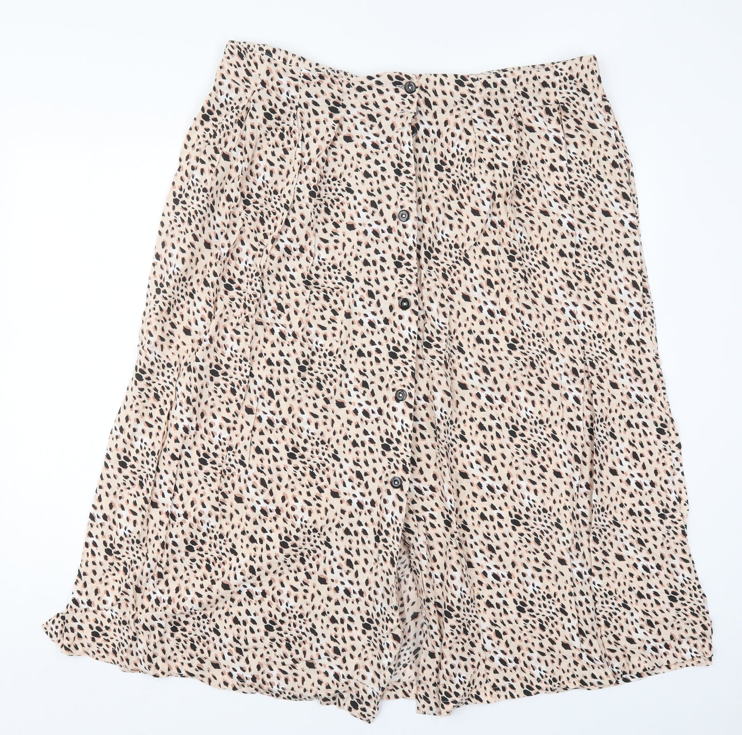 ASOS Womens Pink Animal Print Viscose A-Line Skirt Size 20   Button
