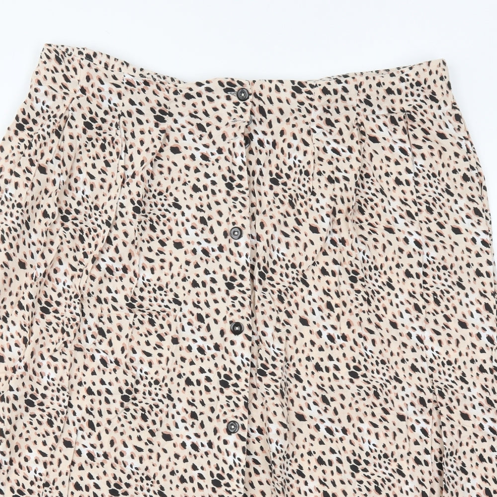 ASOS Womens Pink Animal Print Viscose A-Line Skirt Size 20   Button