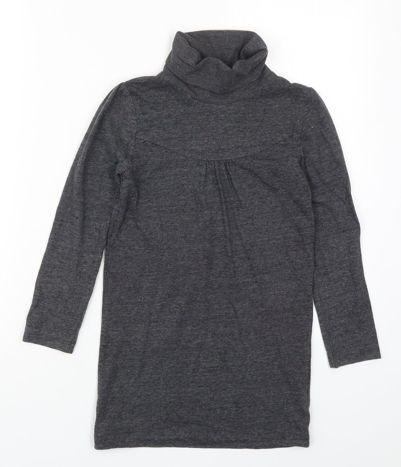 NEXT Girls Grey  Polyester T-Shirt Dress  Size 7 Years  Roll Neck Pullover