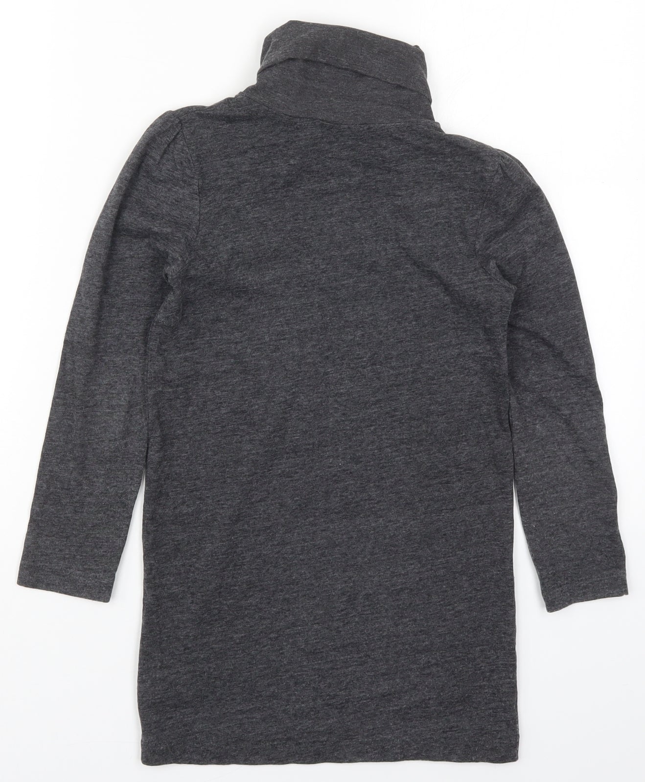 NEXT Girls Grey  Polyester T-Shirt Dress  Size 7 Years  Roll Neck Pullover