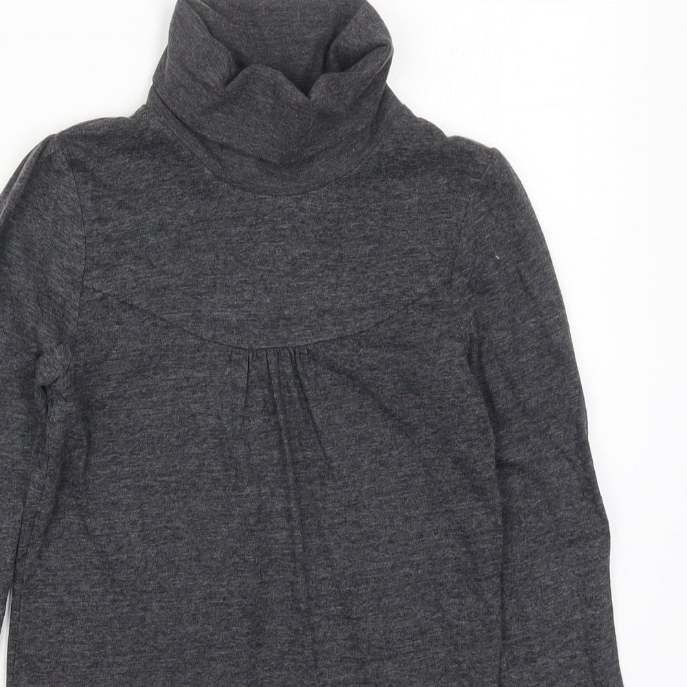 NEXT Girls Grey  Polyester T-Shirt Dress  Size 7 Years  Roll Neck Pullover