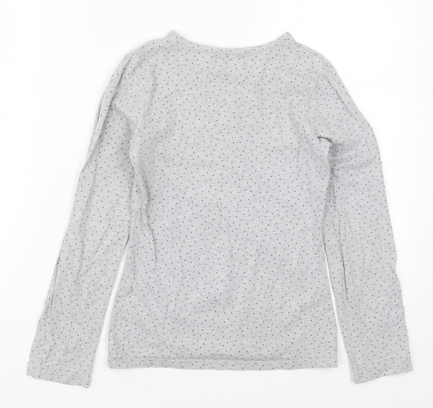 George Girls Grey Polka Dot Cotton Basic T-Shirt Size 9-10 Years Round Neck Pullover