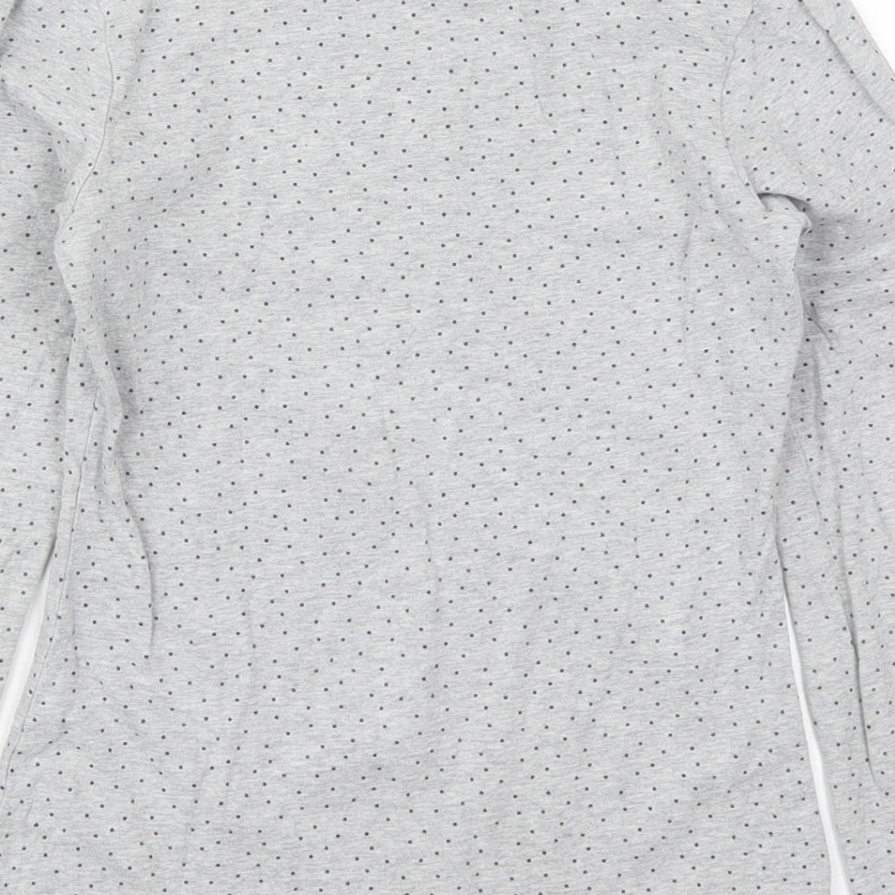George Girls Grey Polka Dot Cotton Basic T-Shirt Size 9-10 Years Round Neck Pullover