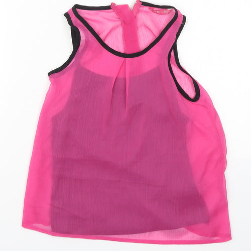 Young Dimension Girls Pink  Polyester Basic Tank Size 8-9 Years Round Neck Zip