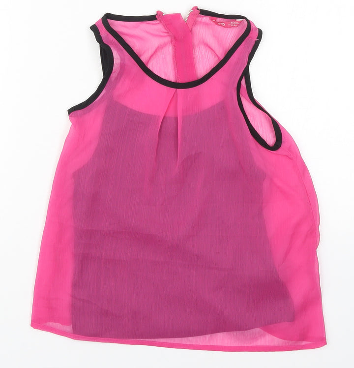 Young Dimension Girls Pink  Polyester Basic Tank Size 8-9 Years Round Neck Zip