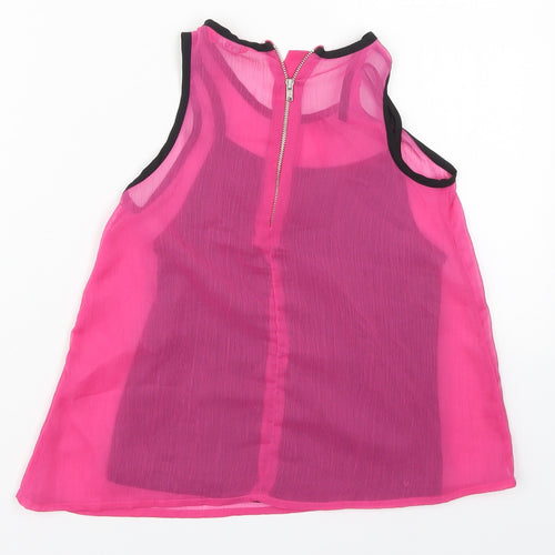 Young Dimension Girls Pink  Polyester Basic Tank Size 8-9 Years Round Neck Zip