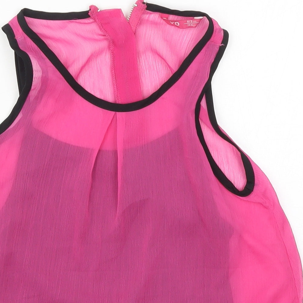 Young Dimension Girls Pink  Polyester Basic Tank Size 8-9 Years Round Neck Zip