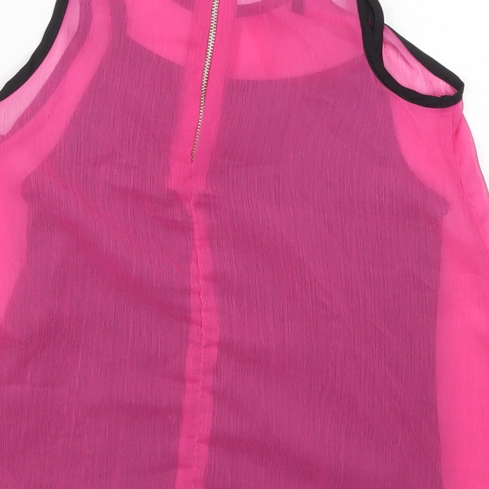 Young Dimension Girls Pink  Polyester Basic Tank Size 8-9 Years Round Neck Zip