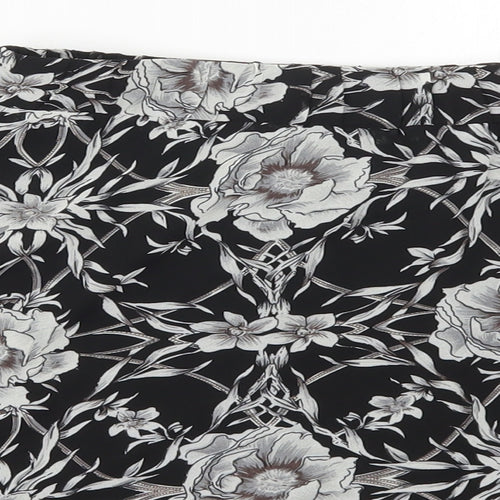 Eight Paris Womens Black Floral Polyester Skater Skirt Size S